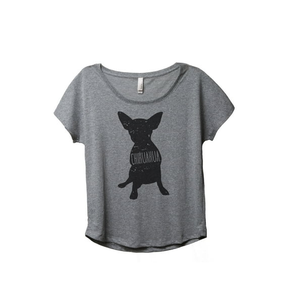 Thread Tank Chihuahua Dog Silhouette Women's Relaxed Slouchy Dolman T-Shirt Tee Heather Grey Small