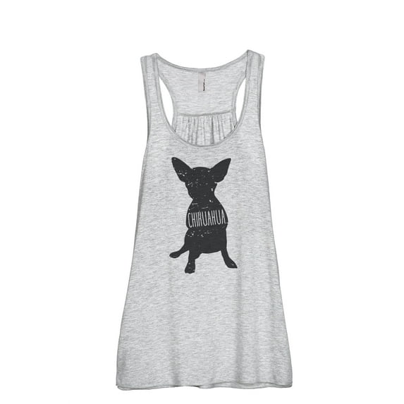 Thread Tank Chihuahua Dog Silhouette Women's Sleeveless Flowy Racerback Tank Top Sport Grey Small