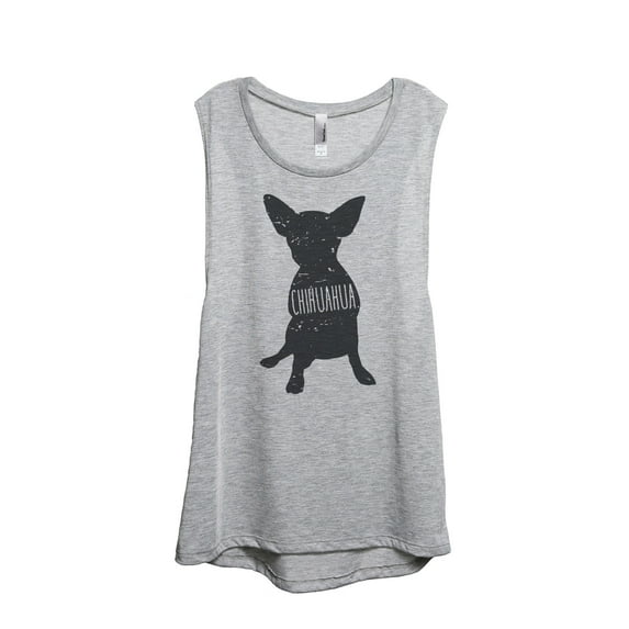 Thread Tank Chihuahua Dog Silhouette Women's Sleeveless Muscle Tank Top Sport Grey Small