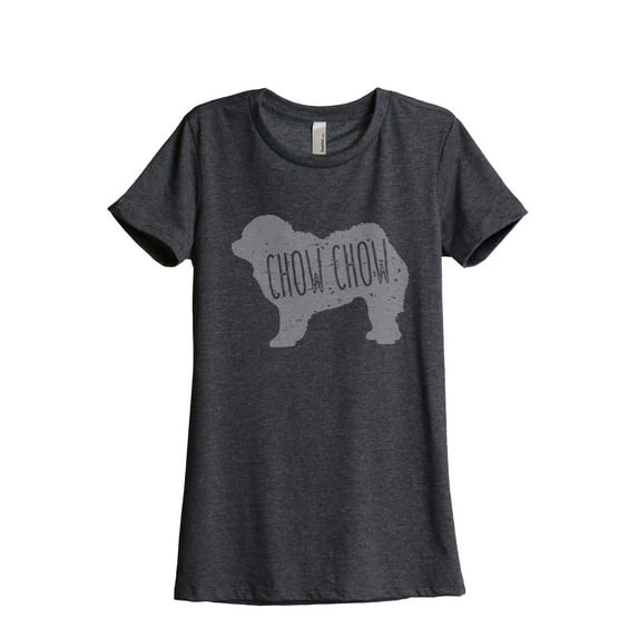 Thread Tank Chow Chow Dog Silhouette Women's Relaxed Crewneck T-Shirt Tee Charcoal 2X-Large