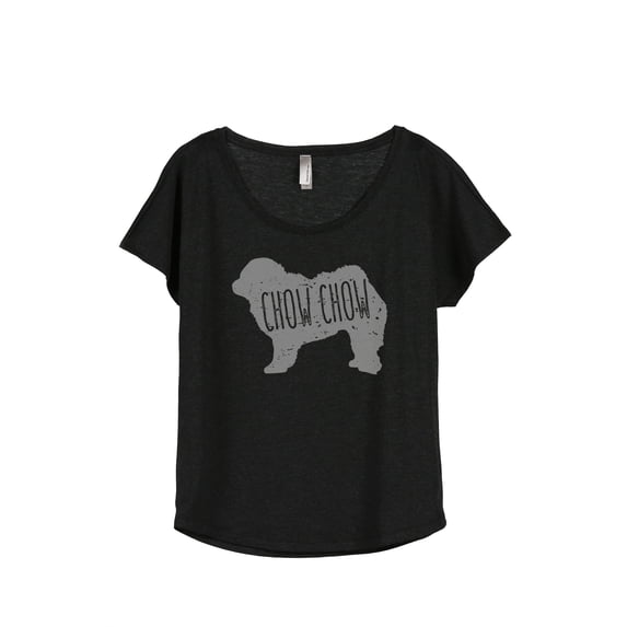 Thread Tank Chow Chow Dog Silhouette Women's Relaxed Slouchy Dolman T-Shirt Tee Heather Black Small