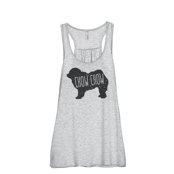 Thread Tank Chow Chow Dog Silhouette Women's Sleeveless Flowy Racerback Tank Top Sport Grey X-Large