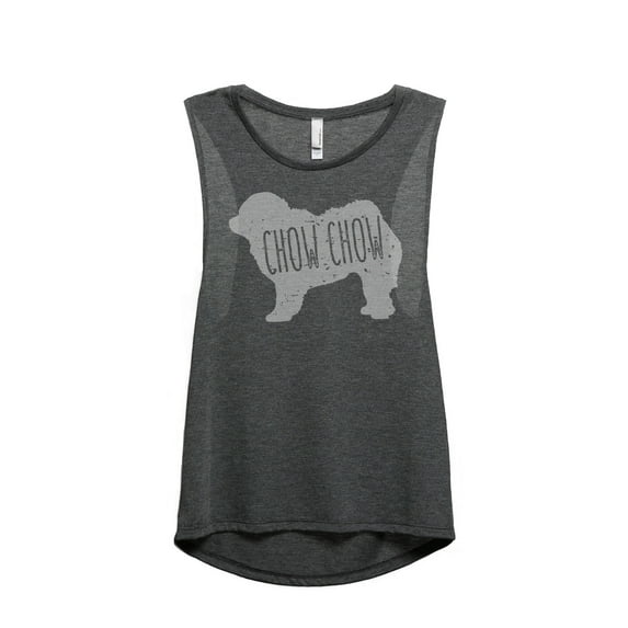 Thread Tank Chow Chow Dog Silhouette Women's Sleeveless Muscle Tank Top Charcoal X-Large