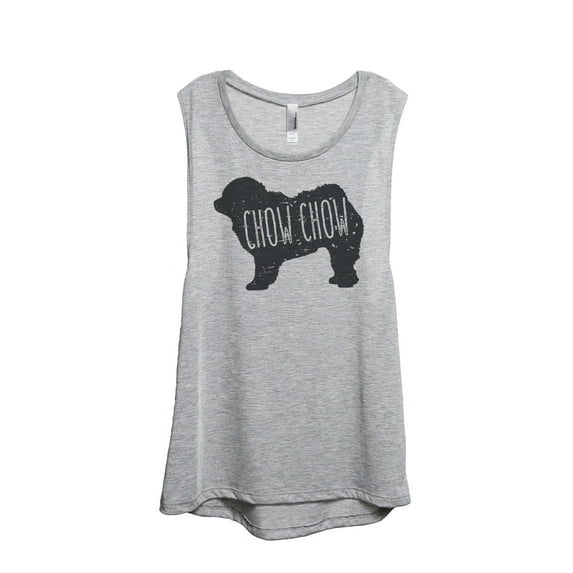 Thread Tank Chow Chow Dog Silhouette Women's Sleeveless Muscle Tank Top Sport Grey Small