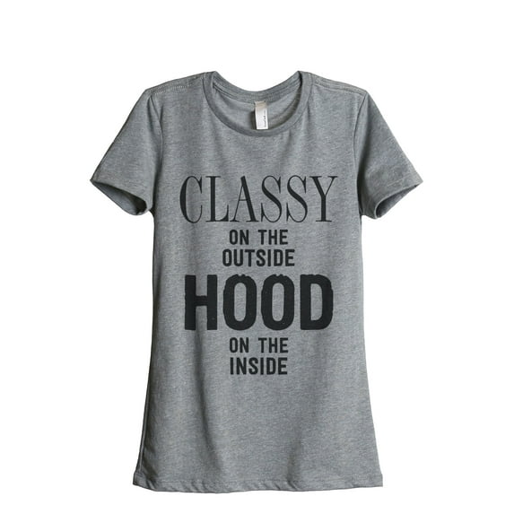 Thread Tank Classy Hood Women's Relaxed Crewneck T-Shirt Tee Heather Grey Small