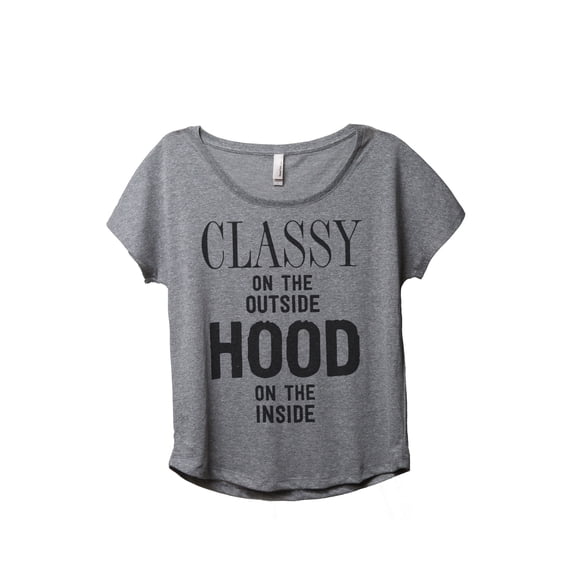 Thread Tank Classy Hood Women's Relaxed Slouchy Dolman T-Shirt Tee Heather Grey Large
