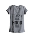 thumbnail image 1 of Thread Tank Classy Hood Women's Relaxed V-Neck T-Shirt Tee Heather Grey Small, 1 of 4