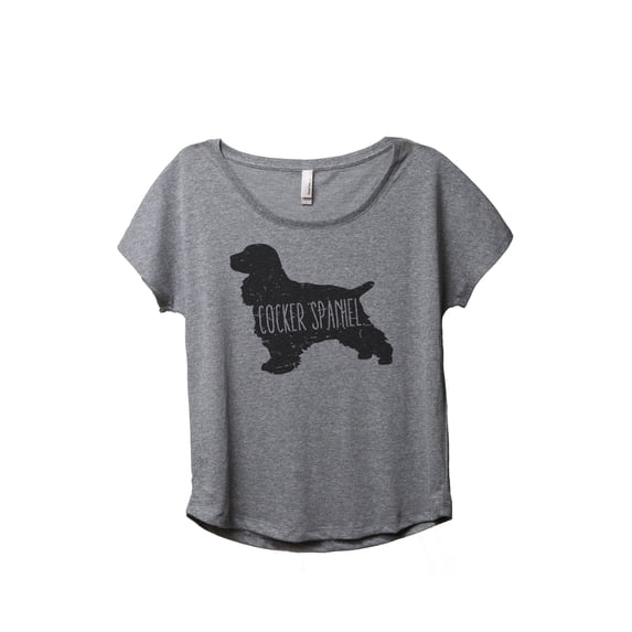 Thread Tank Cocker Spaniel Dog Silhouette Women's Relaxed Slouchy Dolman T-Shirt Tee Heather Grey Large
