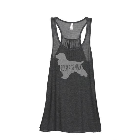 Thread Tank Cocker Spaniel Dog Silhouette Women's Sleeveless Flowy Racerback Tank Top Charcoal Small
