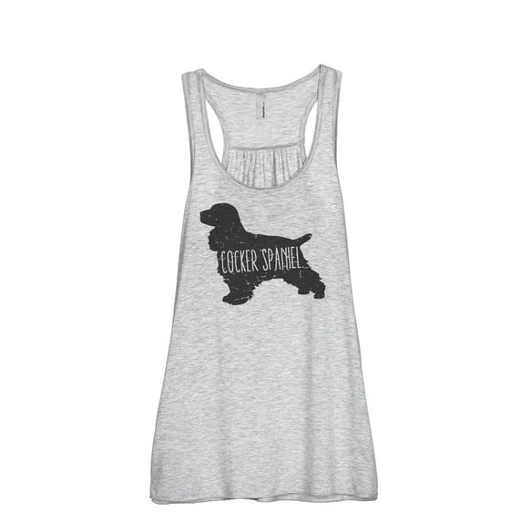 Thread Tank Cocker Spaniel Dog Silhouette Women's Sleeveless Flowy Racerback Tank Top Sport Grey 2X-Large