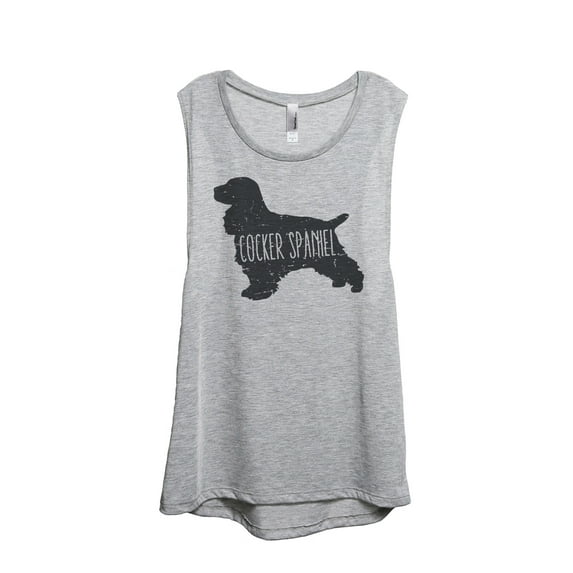 Thread Tank Cocker Spaniel Dog Silhouette Women's Sleeveless Muscle Tank Top Sport Grey Small