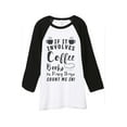 thumbnail image 1 of Thread Tank Coffee Books Rainy Days Unisex 3/4 Sleeves Baseball Raglan White Black Small, 1 of 4