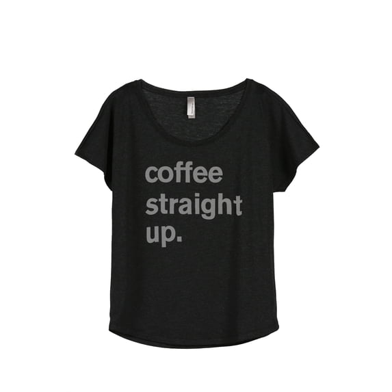 Thread Tank Coffee Straight Up Women's Relaxed Slouchy Dolman T-Shirt Tee Heather Black X-Large