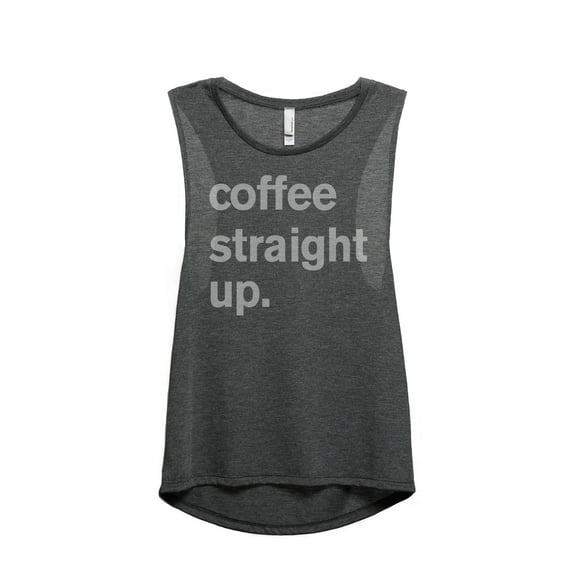 Thread Tank Coffee Straight Up Women's Sleeveless Muscle Tank Top Charcoal Large