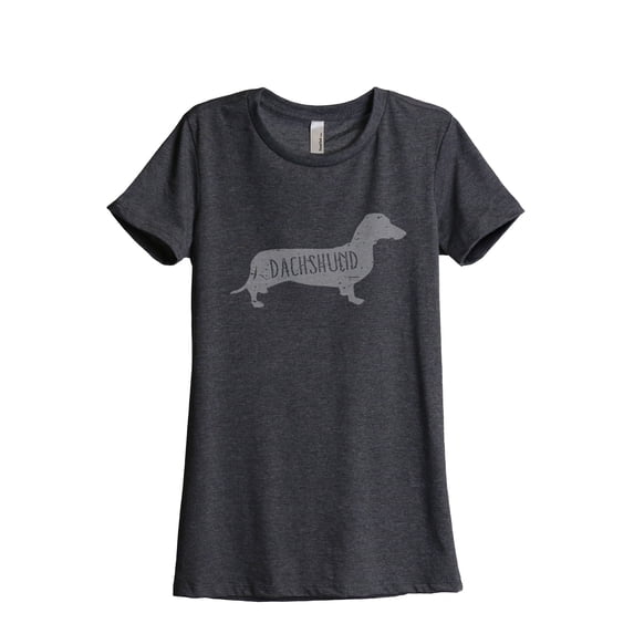 Thread Tank Dachshund Dog Silhouette Women's Relaxed Crewneck T-Shirt Tee Charcoal 2X-Large