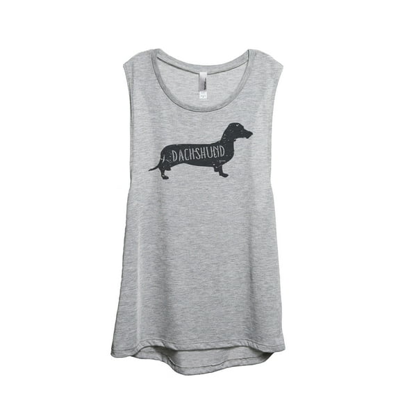 Thread Tank Dachshund Dog Silhouette Women's Sleeveless Muscle Tank Top Sport Grey Small