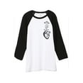 thumbnail image 1 of Thread Tank Daisy Heart Anatomy Unisex 3/4 Sleeves Baseball Raglan White Black Small, 1 of 4