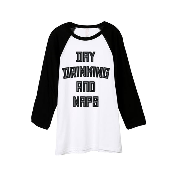 Thread Tank Day Drinking And Naps Unisex 3/4 Sleeves Baseball Raglan White Black Small
