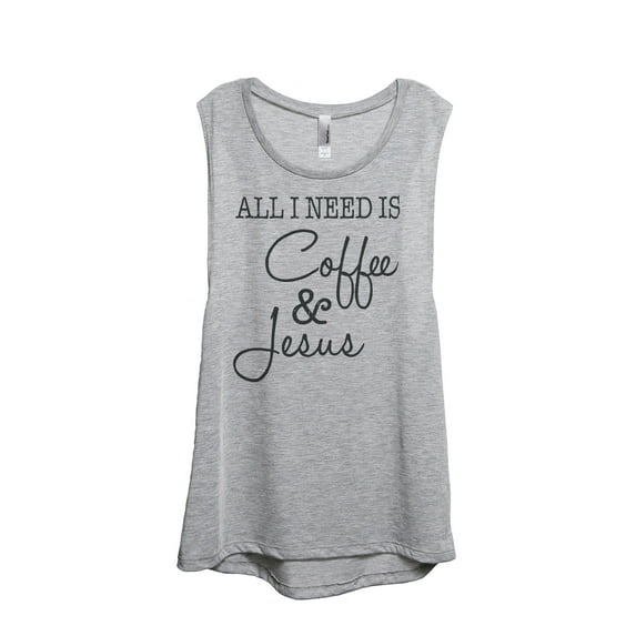 Thread Tank Designs - Coffee And Jesus Women's Sleeveless Muscle Tank Top Tee