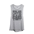 thumbnail image 1 of Thread Tank Designs - Coffee Gangster Rap And Own It Women's Sleeveless Muscle Tank Top Tee, 1 of 4