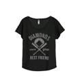 thumbnail image 1 of Thread Tank Diamonds Are A Girls Best Friend Women's Fashion Relaxed Slouchy Dolman T-Shirt Tee Heather Black Large, 1 of 4
