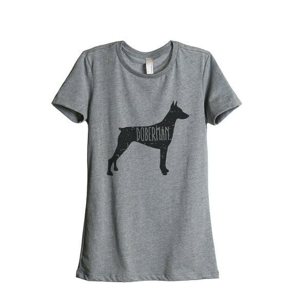 Thread Tank Doberman Dog Silhouette Women's Relaxed Crewneck T-Shirt Tee Heather Grey X-Large