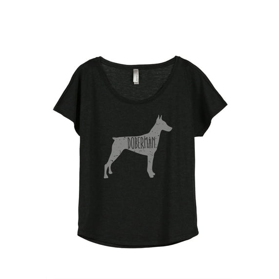 Thread Tank Doberman Dog Silhouette Women's Relaxed Slouchy Dolman T-Shirt Tee Heather Black 3X-Large