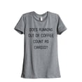thumbnail image 1 of Thread Tank Does Running Out Of Coffee Count As Cardio Women's Relaxed Crewneck T-Shirt Tee Heather Grey Small, 1 of 4