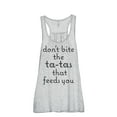 thumbnail image 1 of Thread Tank Dont Bite The Ta-Tas That Feeds You Women's Sleeveless Flowy Racerback Tank Top Sport Grey 2X-Large, 1 of 5