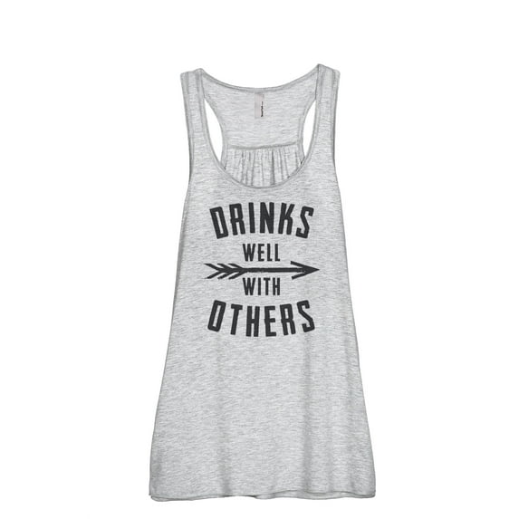 Thread Tank Drinks Well With Others Women's Sleeveless Flowy Racerback Tank Top Sport Grey Small