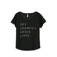 thumbnail image 1 of Thread Tank Dry Shampoo Saves Lives Women's Relaxed Slouchy Dolman T-Shirt Tee Heather Black Small, 1 of 4