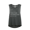 thumbnail image 1 of Thread Tank Eat Sleep Take Kids To Practice Repeat Women's Fashion Sleeveless Muscle Tank Top Charcoal X-Large, 1 of 4