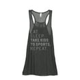 thumbnail image 1 of Thread Tank Eat Sleep Take Kids To Sports Repeat Women's Fashion Sleeveless Flowy Racerback Tank Top Charcoal Small, 1 of 5
