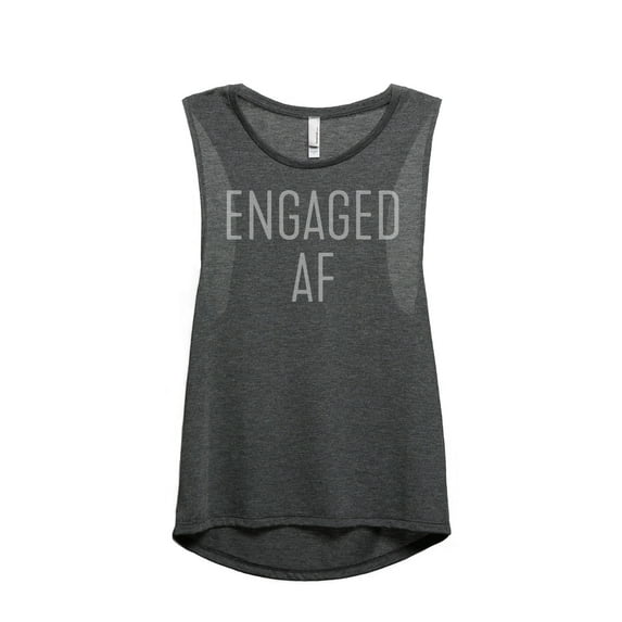 Thread Tank Engaged AF Newlywed Women's Sleeveless Muscle Tank Top Charcoal 2X-Large