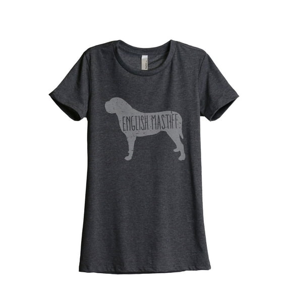 Thread Tank English Mastiff Dog Silhouette Women's Relaxed Crewneck T-Shirt Tee Charcoal Medium
