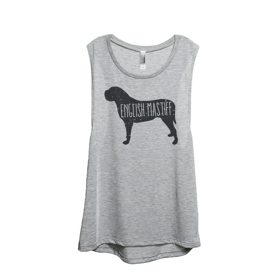 Thread Tank English Mastiff Dog Silhouette Women's Sleeveless Muscle Tank Top Sport Grey Small