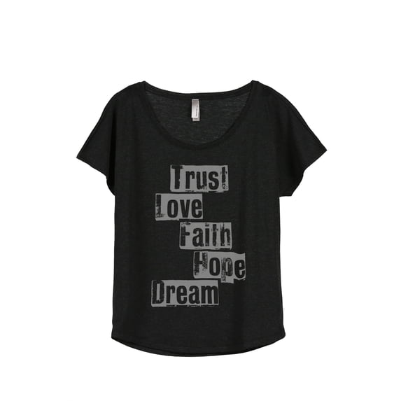 Thread Tank Faith Hope Dream Women's Relaxed Slouchy Dolman T-Shirt Tee Heather Black Medium