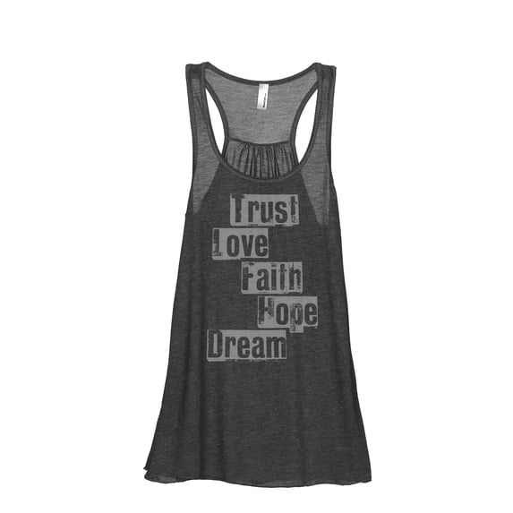 Thread Tank Faith Hope Dream Women's Sleeveless Flowy Racerback Tank Top Charcoal Small
