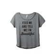 thumbnail image 1 of Thread Tank Feed Me Im Beautiful Women's Relaxed Slouchy Dolman T-Shirt Tee Heather Grey Small, 1 of 4