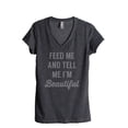 thumbnail image 1 of Thread Tank Feed Me Im Beautiful Women's Relaxed V-Neck T-Shirt Tee Charcoal Small, 1 of 4