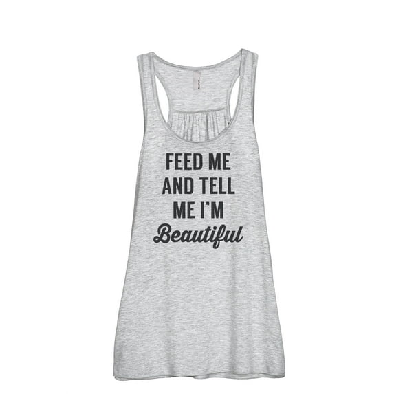 Thread Tank Feed Me Im Beautiful Women's Sleeveless Flowy Racerback Tank Top Sport Grey X-Large
