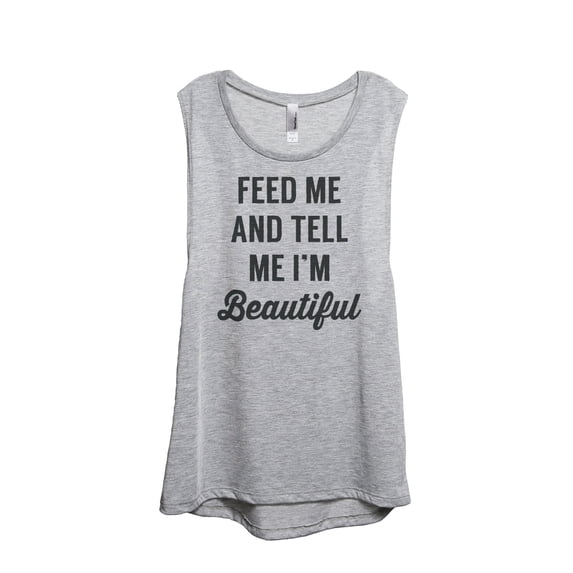 Thread Tank Feed Me Im Beautiful Women's Sleeveless Muscle Tank Top Sport Grey Small