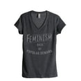 thumbnail image 1 of Thread Tank Feminism Popular Demand Women's Relaxed V-Neck T-Shirt Tee Charcoal Small, 1 of 4