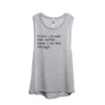 thumbnail image 1 of Thread Tank First I Drink The Coffee Then I Do The Things Women's Sleeveless Muscle Tank Top Sport Grey Small, 1 of 4