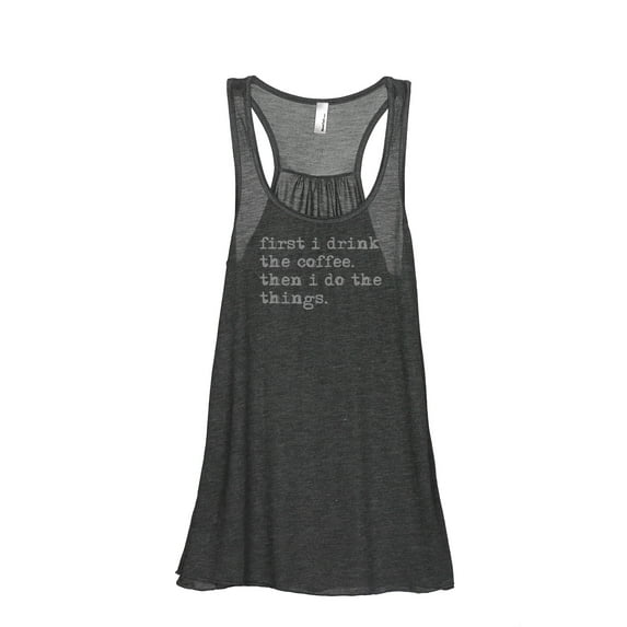 Thread Tank First Jesus Coffee Second Women's Sleeveless Flowy Racerback Tank Top Charcoal Small