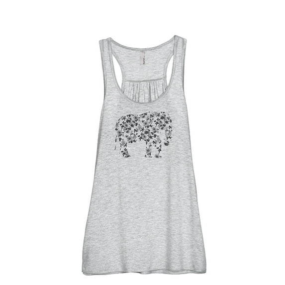 Thread Tank Floral Elephant Women's Sleeveless Flowy Racerback Tank Top Sport Grey X-Large
