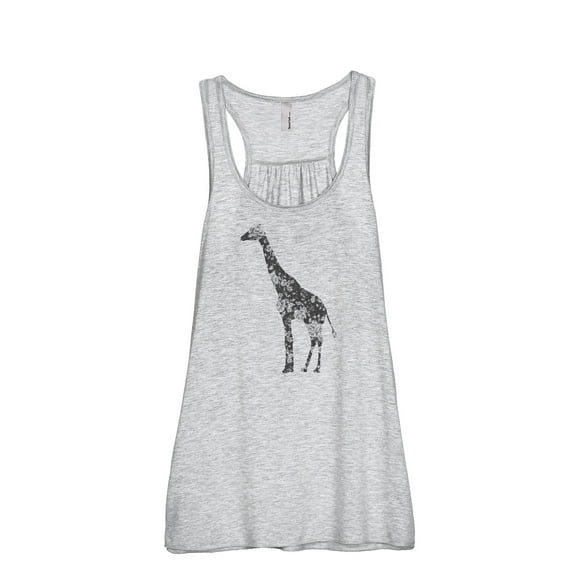 Thread Tank Floral Giraffe Women's Sleeveless Flowy Racerback Tank Top Sport Grey Small