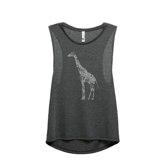 Thread Tank Floral Giraffe Women's Sleeveless Muscle Tank Top Charcoal 2X-Large