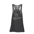 thumbnail image 1 of Thread Tank Fly As A Mother Women's Sleeveless Flowy Racerback Tank Top Charcoal Small, 1 of 5