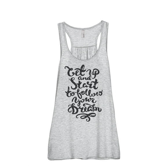 Thread Tank Follow Your Dream Women's Sleeveless Flowy Racerback Tank Top Sport Grey Large